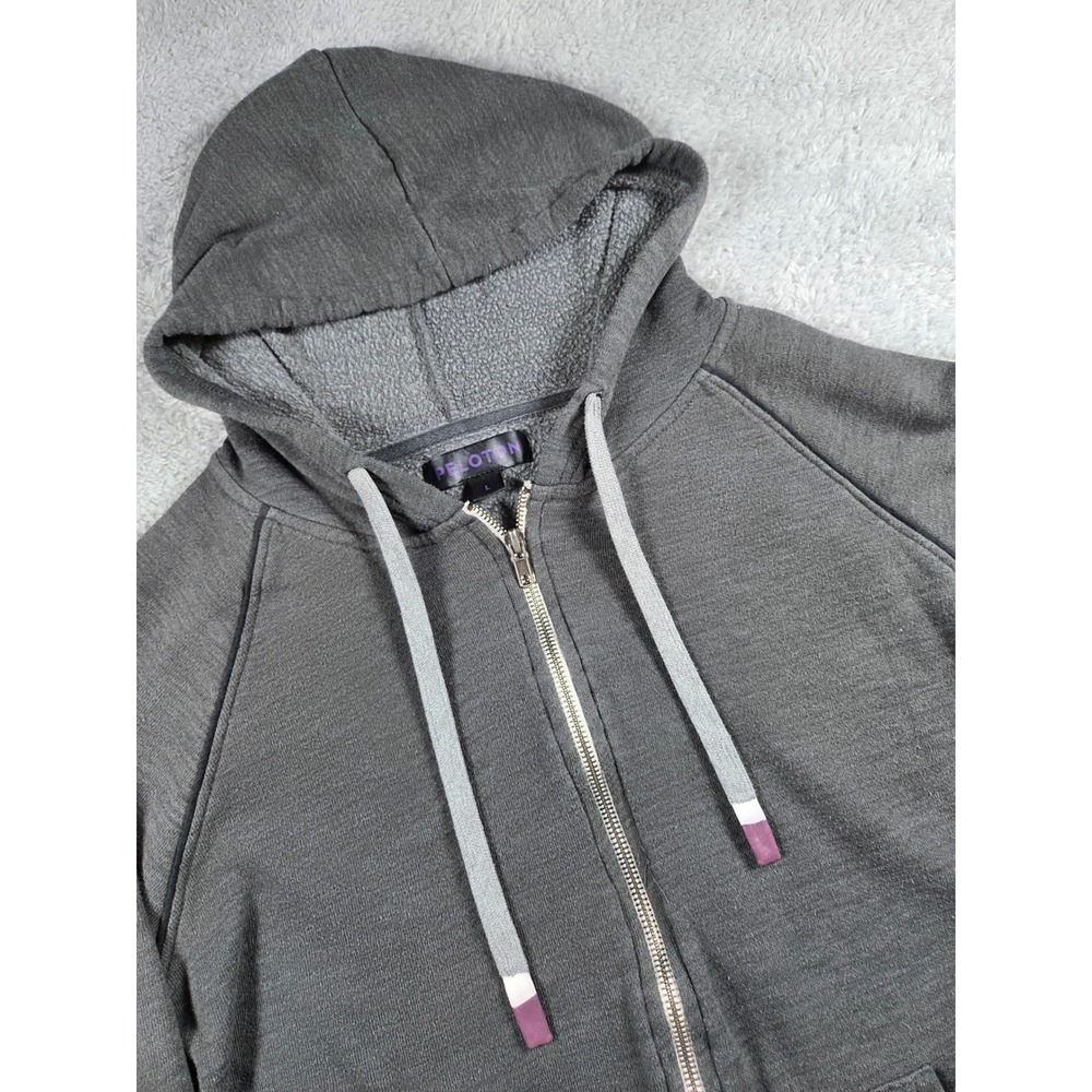 Peloton Full Zip Hoodie Large Charcoal Gray Womens Raglan Fleece Sweatshirt